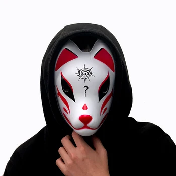 Japonês Fox Máscaras de Cosplay Festa baile de Máscaras Máscara de Halloween Com Borlas Sinos Completo Rosto pintado a Mão do PVC do Estilo Máscaras