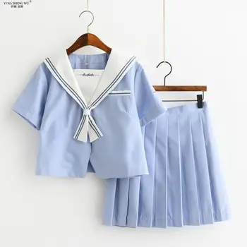 Japonês Freah roupa de Marinheiro Azul aluna Meninas de Vestido Xadrez Uniforme o Uniforme da Escola JK Uniforme do Colégio Estilo Doce Bonito Terno