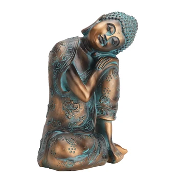 Joelho-sentado Estátua de Buda Para a Meditação Altar Tabela Ornamentos Zen Rústica bem Exclusivo de Artesanato de Cobre Estatueta para Casa Decoração