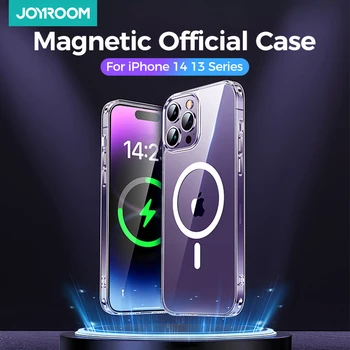 Joyroom Magnético do Caso Para o iPhone 14 13 12 Pro Max Transparente Para iPhone 14 Pro Max. Caso Carregador sem Fio do Ímã Tampa