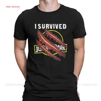 Jurassic Park, Filme de Dinossauros Crewneck TShirts eu Sobrevivi Distintivo Homme T-Shirt Engraçada Tops Tamanho S-6XL