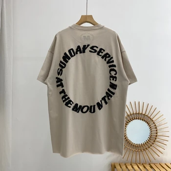 Kanye West T-shirt de grandes dimensões Homens Mulheres domingo de Música de Serviço Periférico de Algodão, Espuma de Impressão Kanye Manga Curta