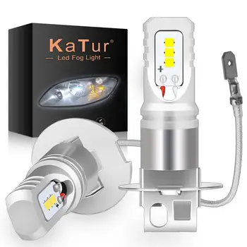 Katur 2pcs H3 Super Lâmpadas de Led 80w Automático luzes carro lâmpadas de led de Carro de Fonte de Luz da C.C. 12V-24V 6500K Branco Lâmpada da Névoa Farol do Carro