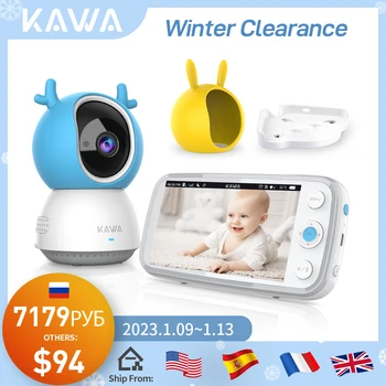KAWA 5 Polegadas do Monitor do Bebê com Câmera de Áudio Babá de Segurança sem Fio da tela de Intercomunicador de Vídeo Visão Noturna 20Hrs Bateria 1000ft Gama