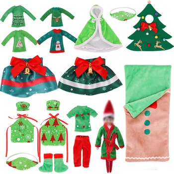 Kawaii Elf Na Prateleira De Natal Acessórios De Série Verde Saco De Dormir De Pijama Vestido De Brinquedo De Crianças, Presente De Aniversário