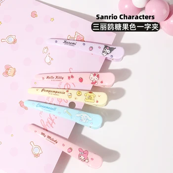 Kawaii Minha Melodia Cinnamoroll Kuromi Doce Cor De Desenhos Animados De Impressão Franja Clipe Anime Sanrioed Menina De Coração Linda Garota Acessórios De Cabelo