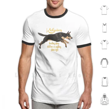 Kelpies , Pecuária Tudo Desde 1870 Camiseta Tamanho Grande, 100% Algodão Austrália Australian Kelpie Cão Cães De Trabalho Aussie