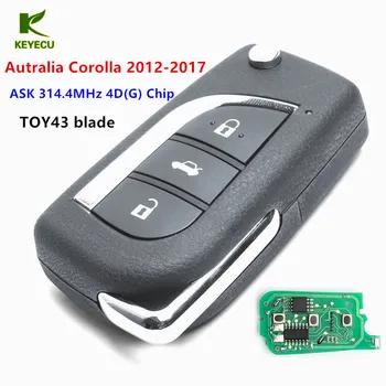 KEYECU de Substituição Novo Atualizado Remoto chaveiro 314.4 MHz 4D72 para Austrália Toyota Corolla 2012 2013 2014 2015 2016 2017