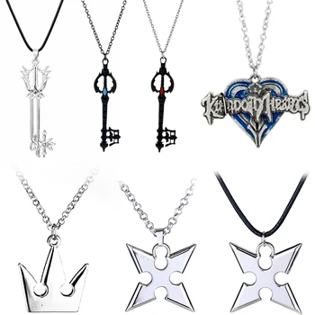 Kingdom Hearts Chain Colar Pingente Sora Chave Keyblade Coroa Charme Instrução Gargantilha Mulheres Homens Jogo De Jóias De Cosplay