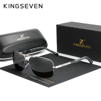 KINGSEVEN Marca de Óculos de sol Polarizados Homens Nova Moda de Óculos de Sol de Pesca Praça de Condução de Óculos Óculos de Tons Com Acessórios