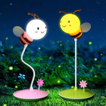 LED de desenhos animados lâmpada de tabela de abelha estilo de toque USB dimmable lâmpada de mesa de leitura de proteção para os olhos do livro luzes da criança cartoon presente