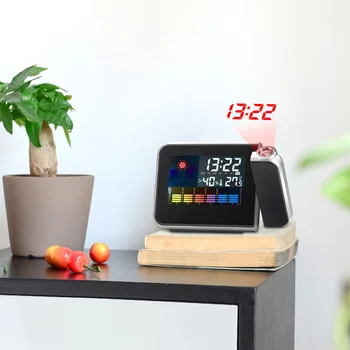 LED Eletrônico Previsão do Tempo Despertador da Projeção USB Relógio Com o Tempo, a Temperatura Umidade, Tempo E Função do Calendário