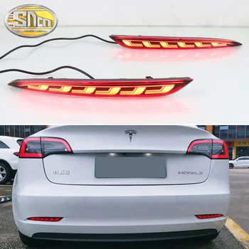LED pára-choques de Luz Para o Tesla Model 3 2016 - 2022 3-em-1 Funções de 12V Traseira de Neblina Lâmpada da Luz de Freio Dinâmico, por sua vez, Sinal Refletor