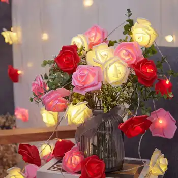 LED String Rosa Fada da Flor Ilumina a Lâmpada Exterior para o Dia dos Namorados Natal Quarto Casamento Pátio com Jardim Festival Festa Decoração