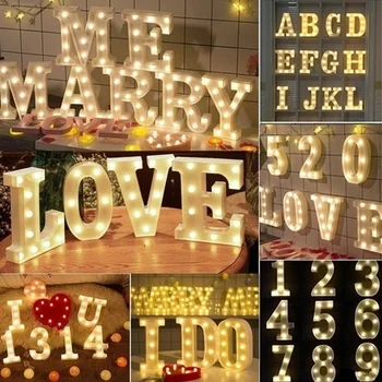 Letra do alfabeto de Lâmpadas de LED Lâmpada de Decoração de Festa de Casamento Apresentar a Luz da Noite de Natal, presente