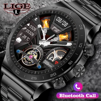 LIGE Luxo Smart Watch Homens de Chamada Bluetooth Tela AMOLED Impermeável Novos Homens Smartwatch Aptidão esportiva, Pulseira Para o Android IOS