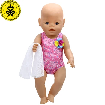 LIN KUN Roupa de Boneca do Bebê Bonito Maiô Vermelho Biquini + Lenço de Terno Ajuste 43cm Bebês nascidos Boneca de 16 a 18 polegadas Boneca Acessórios T7