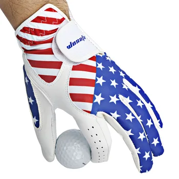 Luvas de golfe Bandeira Americana Homens a Mão Esquerda, de Couro Macio e Respirável Pura de Carneiro Luvas de Golfe Jogador de golfe de Todos os Acessórios Aderência em condições