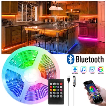 Luzes de Tira conduzidas para a Sala de Controle Bluetooth LED, Fita de Cor de LED RGB 5050 USB Tira de TV, luz de fundo Decoração de Sincronização de Música Mudando de Cor