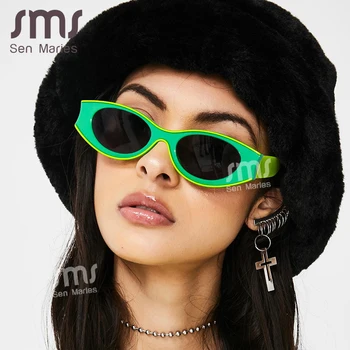 Marca de luxo Designer Oval Óculos de sol das Mulheres da Alta Qualidade Praça Óculos de sol dos Homens Gótico Óculos Vintage Oculos Feminino UV400