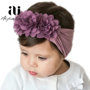 Menina Tiaras Grande Floral Elástico de Cabelo Bandas de quebra Cabeça do Bebê e Acessórios para o Cabelo 3D Flor Crianças da Criança do Arco Hairband