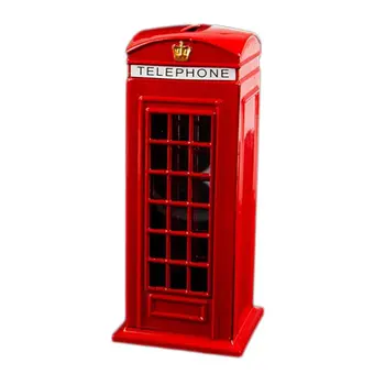 Metal Vermelho inglês Britânico de Londres, a Cabine de Telefone do Banco Moeda de Banco de Verão Pote Mealheiro Vermelho Cabine de Telefone da Caixa de 140X60X60Mm
