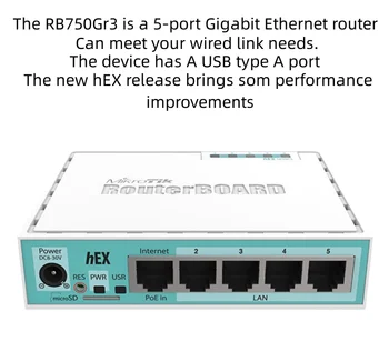 MikroTikRB750Gr3 router Gigabit Ethernet Hex mini 5-port broadband ROS macio encaminhamento otdr de fibra optica fibra óptica