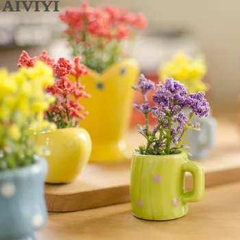 Mini Plantas Artificiais Pote de Espuma de Flores da Planta Bonsai Conjunto de Falso Vaso de Flores de Decoração de Casa de Varanda DIY Decoração do Quarto Vasos Modernos