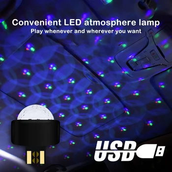 Mini USB LED Ambiente do Ambiente, Lâmpada Interior do Carro Controle de Voz Atmosfera de Luz da Estrela de Luz do Carro de Auto Decoração Galaxy Lâmpadas