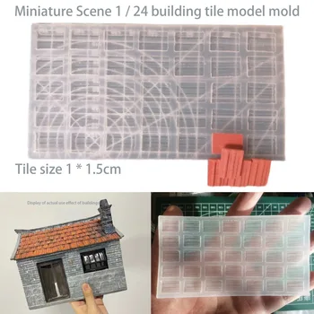 Miniatura de Cena 1 / 24 de construção telha modelo de molde de Sílica gel molde DIY areia material da tabela do tamanho do Bloco 1 * 1,5 centímetros