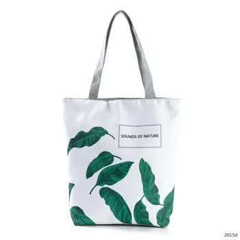 Miyahouse Verão Verde Folha Impressa Mulheres Bolsa Dobrável & Reutilizáveis Saco De Praia Grande Capacidade De Lona, Saco De Viagem Para Mulheres