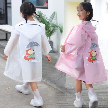 Miúdos bonitos Capa de chuva Wateproof Crianças s de Chuva Poncho de Chuva Jaqueta casaco com a Mochila de Posição