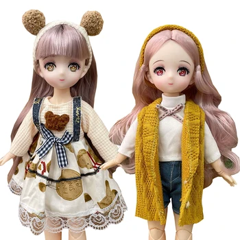 Moda 30cm BJD Boneca de Anime Face bidimensional Boneca Princesa (B) ou de Vestir Roupas (Uma) Acessórios Crianças Meninas de Boneca de Brinquedo de Presente