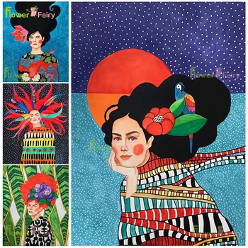 Moda Das Mulheres Nórdicos Cartaz Abstrato Colorido Da Flor De Menina Arte De Parede De Lona Home Da Pintura De Parede, Fotos De Sala De Estar Não Emoldurados