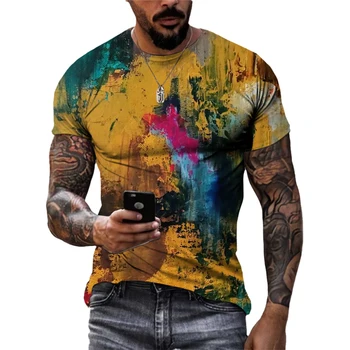 Moda de verão de Rua, Graffiti Arte Homens T-shirts Tendência Casual Hip Hop harajuku Personalidade Engraçado Impressão 3D de Manga Curta, Camisetas, Tops