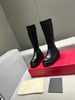 Moda, Designer De Sapatos Uniqueform Pelica Flatform Botas De 85 Mm Itália Perfeito