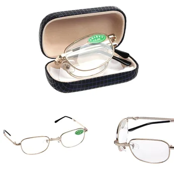 Moda Nova Quente 1 Conjunto de Mini Dobrável de Metal Full Frame de Óculos de Leitura Caso de Óculos de +1,00 a +4.00 Para Homens Mulheres 2018