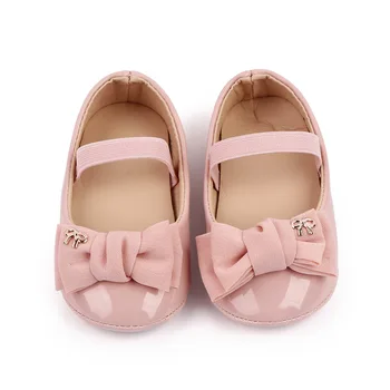 Moda Sapatos Recém-Nascido Princesa Sapatos De Cor Sólida Sapatinhos De Bebê De Menina Calçado