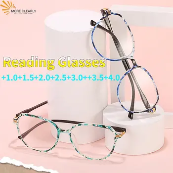 Moda Óculos de Leitura +1.0~4.0 Rodada Impressa em Tamanho Grande Óculos Mulheres Homens Lupa eading Óculos de Dioptria Presbiopia очки