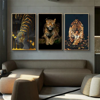 Moderno Animal Pinturas em Tela, Arte Leopard Jaguar Cartazes e Animais Selvagens, Estampas de Parede Imagens de Arte para Viver a Decoração Home