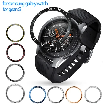 Moldura de Metal para Samsung Galaxy Watch4 Clássico 46mm 42mm Engrenagem S3 Fronteira Smartwatch Tampa Adesivo Caso pára-choques Anel Acessórios