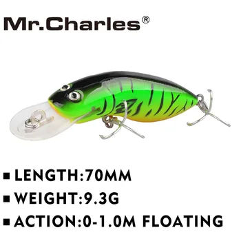 Mr. Charles MR39S atrair , 70mm/9,3 g de alta qualidade minnow rígido isca 0-1.0 M Flutuante 3D Olhos de Pesca
