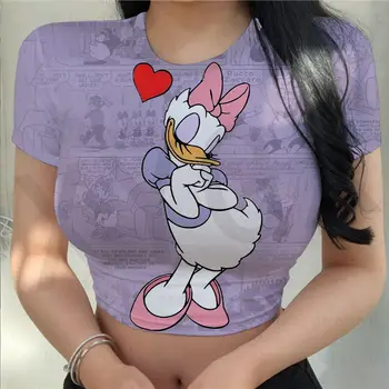 Mulheres T-Shirt de banda desenhada de Disney da Marca T-Shirt Pato Donald / Minnie Verão Top Casual Impressão Moda Sexy Magrinha Oversized T-Shirt