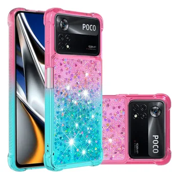 Multicolor areia movediça Glitter Caso Para Xiaomi Poco Pro X4 5G à prova de Choque Amortecedor Tampa de Proteção do Mi Poco X3 NFC X 3 Pro Funda