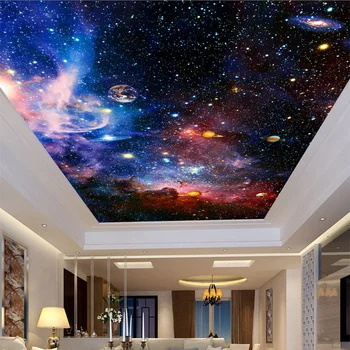Mural de teto papel de Parede 3D Modernos Cósmica Céu Estrelado Espaço da Foto do Papel de Parede Vivo Quarto de Hotel Temático de Fundo de Parede de Decoração de Murais