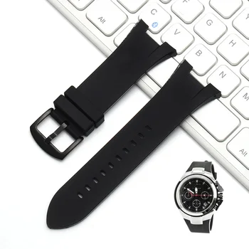 Natureza pulseira de silicone para Armani Para AX1803 AX1802 faixa de relógio preto pulseira de borracha de correia de aço inoxidável fivela