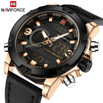 NAVIFORCE Original de marcas de Luxo Quartzo Relógio Homens Relógio Digital LED Relógio masculino de Esportes Militares relógio de Pulso relógio masculino