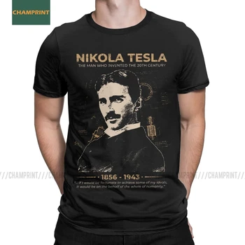 Nikola Tesla Homens T Shirts Cientistas Sujeito Inventor Física Ciência Camisetas De Manga Curta T-Shirt 100% Algodão Festa Tops