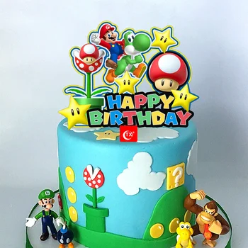 Novo desenho animado Happy Birthday Cake Topper Colorido Bonito Chefe Mari Cupcake Toppers para Crianças do Bebê Festa de Aniversário, Decorações de bolos