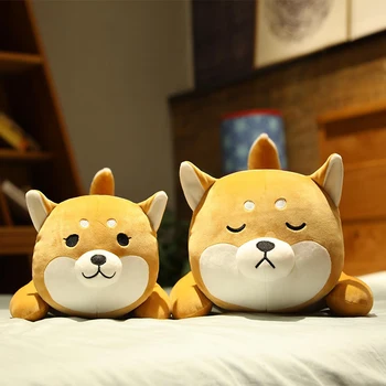 Novo Enorme 35-75cm Bonito Corgi & Shiba Inu Dog Brinquedos de Pelúcia Kawaii Deitado Husky Travesseiro de Pelúcia Macia Animal Bonecas para Crianças de Presente do Bebê